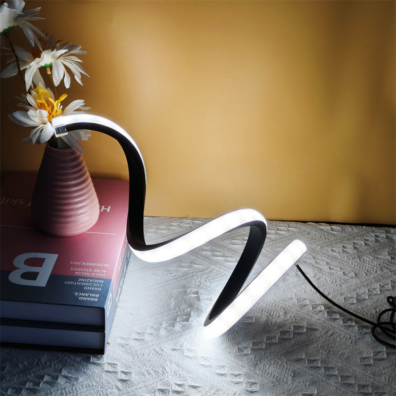 Exclusive For Cross-border E-commerce: Modern Spiral Simple And Adjustable LED Table Lamp, USB-powered, Eye-protective_voghion.com