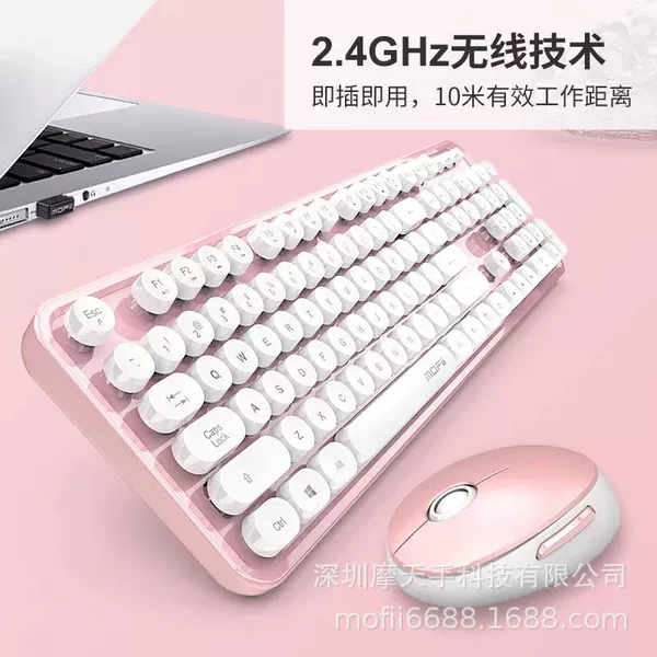 Fuchsia wireless set, laptop