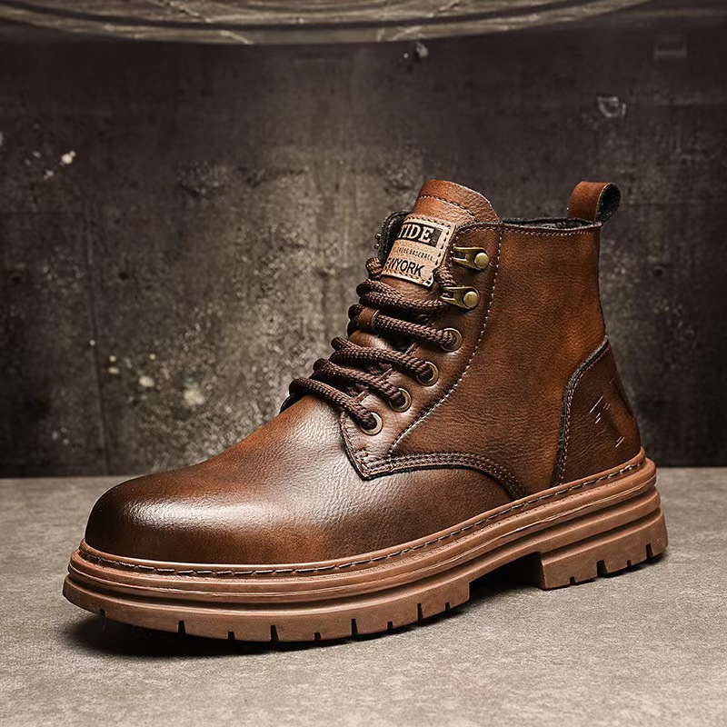 Herren Martin 2024 Neuer Trend Herbst Winter High-Top Lederschuhe Amerikanische Arbeitsstiefel Motorradstiefel_voghion.com