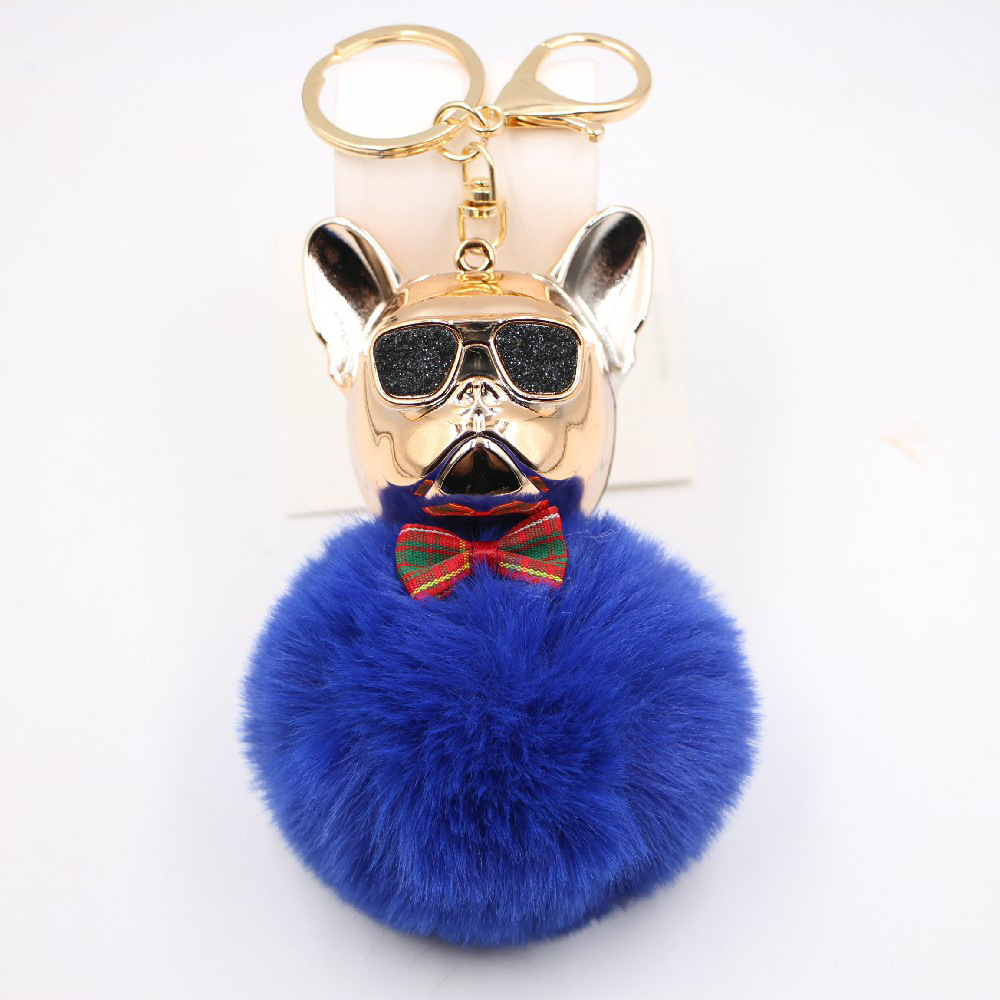 New Cross-border Cool Dog Creative Sunglasses French Bulldog Car Pendant Cute Dog Keychain Hair Ball Bag Pendant display picture 31