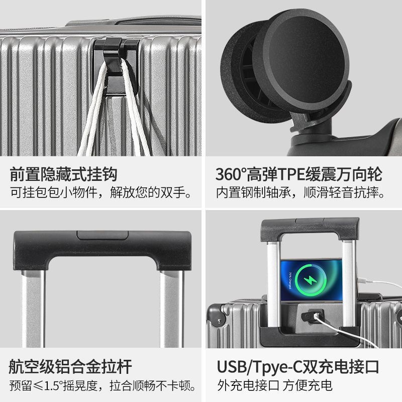 Maleta de esquina anticolisión, maleta trolley para hombre, interfaz USB, maleta de carga, maleta de contraseña para mujer, rueda universal, nueva resistencia