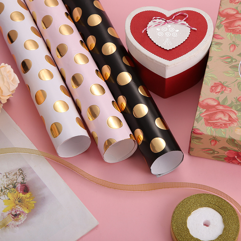 Papel de regalo de San Valentín al por mayor caja de regalo romántica papel de regalo Polka Dot giling exquisito papel de regalo