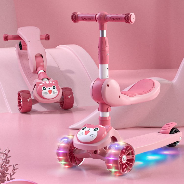 Cartoon Scooter for Kidsren 1-3-6 Years Old 2 Boys Pedal Baby Can Sit and Ride the Girl Princess Style Scooter