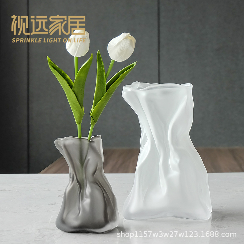 輕奢小花瓶擺件家居裝飾品客廳高級感插花藝術ins風網紅玻璃花瓶