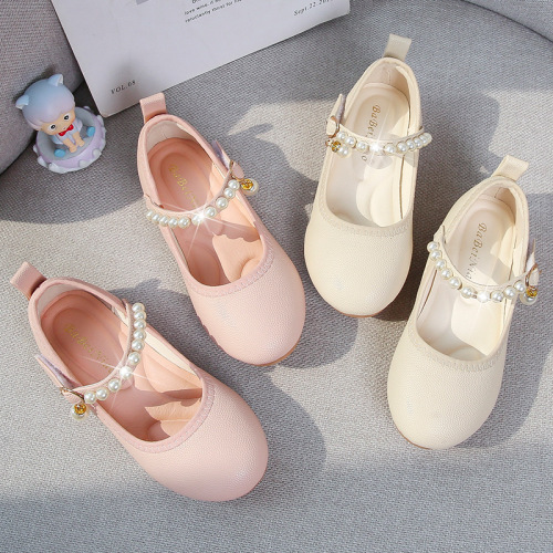 Girls' Leather Shoes  Summer New Pearl Soft Sole Little Girls' Single Shoes for Middle-aged and Older Students Casual Children's Shoes Wholesale
