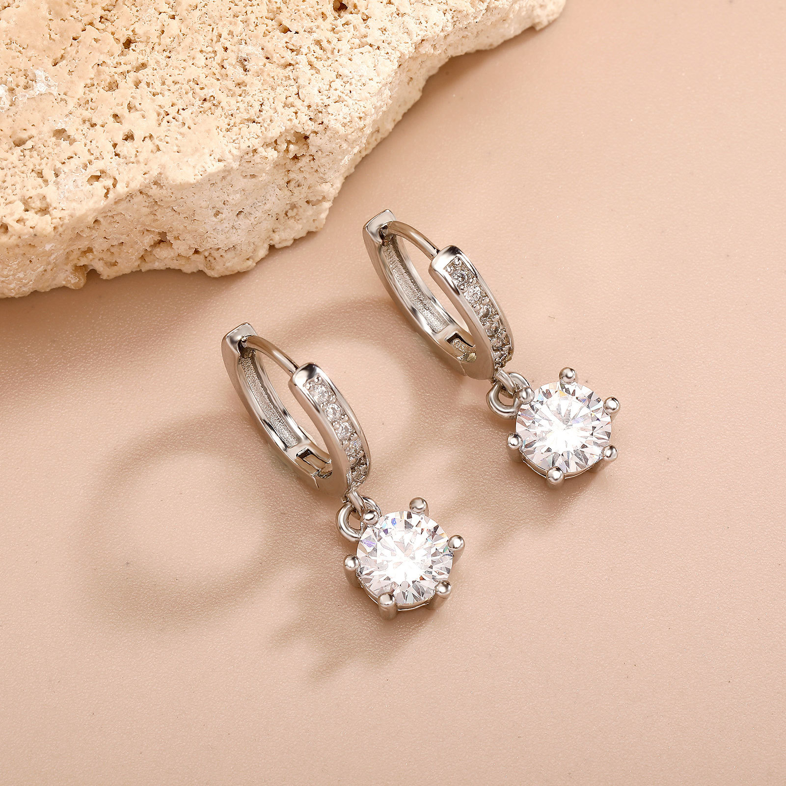 copper earrings with zircon