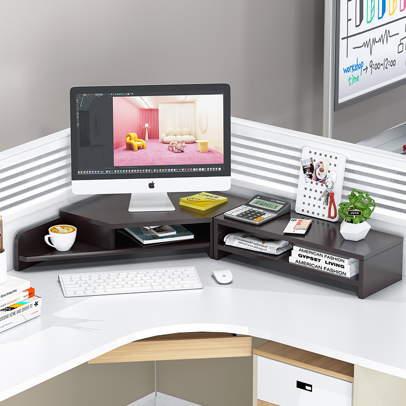 Computer Rack with Perforated Board Desktop Storage Shelf Monitor Stand Desk Corner Storage Rack
