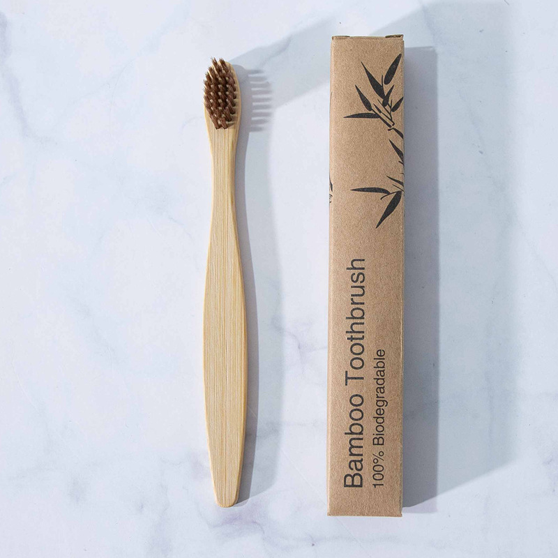 Cepillo de dientes de carbono de bambú para niños Papel Kraft en caja Arco Iris cepillo suave ultrafino cepillo de dientes de bambú de madera se puede configurar
