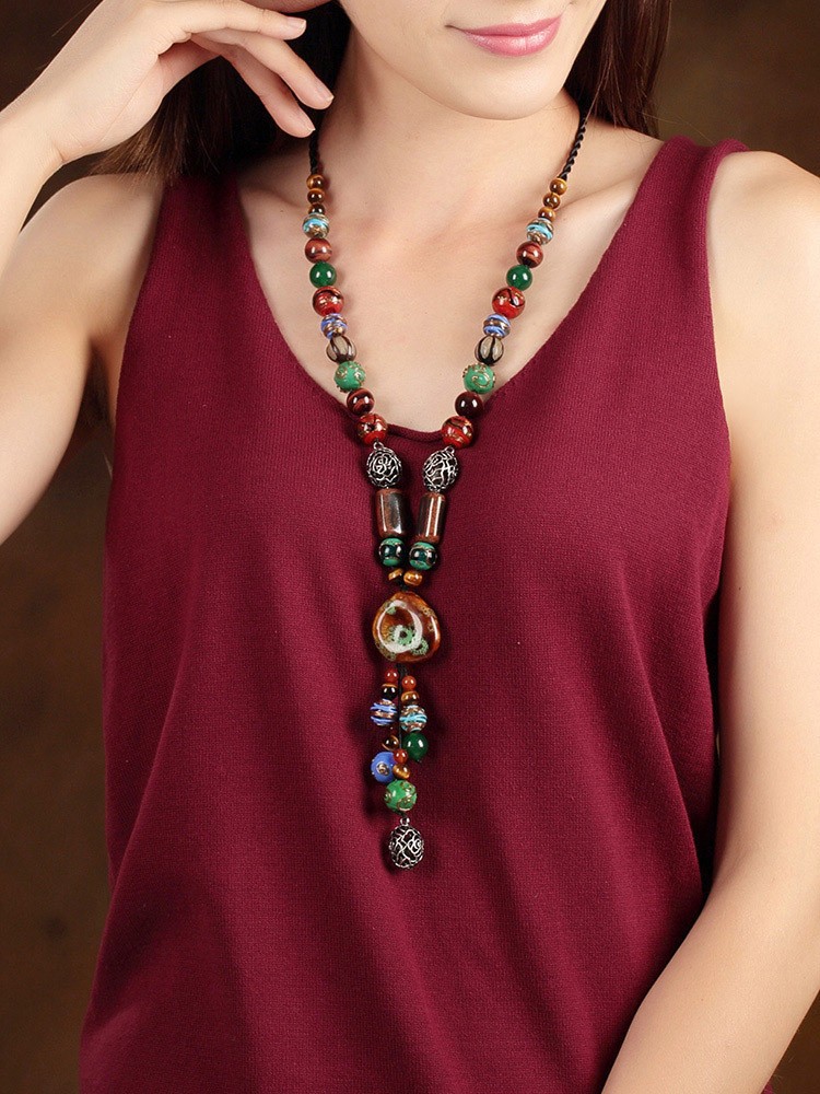 Elegant Glazed Goddess Style Sweater Chain