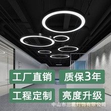 圓形圓環吊燈LED創意個性辦公室店鋪大堂工業風圓圈工程環形吊燈