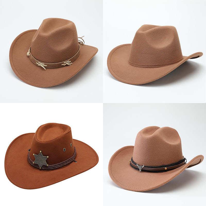 Cross-Border Western Cowboy Hats, Fashionable British Jazz Hats, Ethnic Style Hats, Fashionable Stage Performance Hats, Xizang Felt Hats