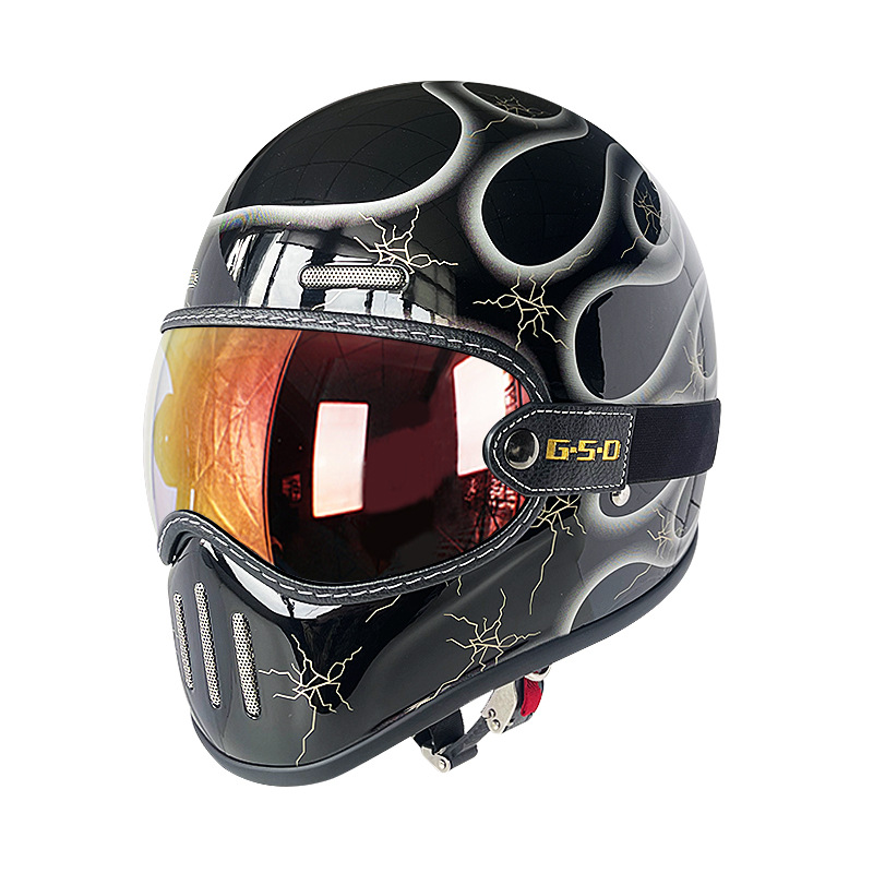 Motosiklet kaskı (dəbilqə) – Motuoche Motorbike Helmet - silver-flame-colored-lens-m55-56