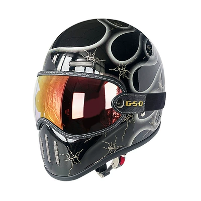 Motosiklet kaskı (dəbilqə) – Motorcycle Helmet for Men and Women - silver-flame-color-mirror-m55-56