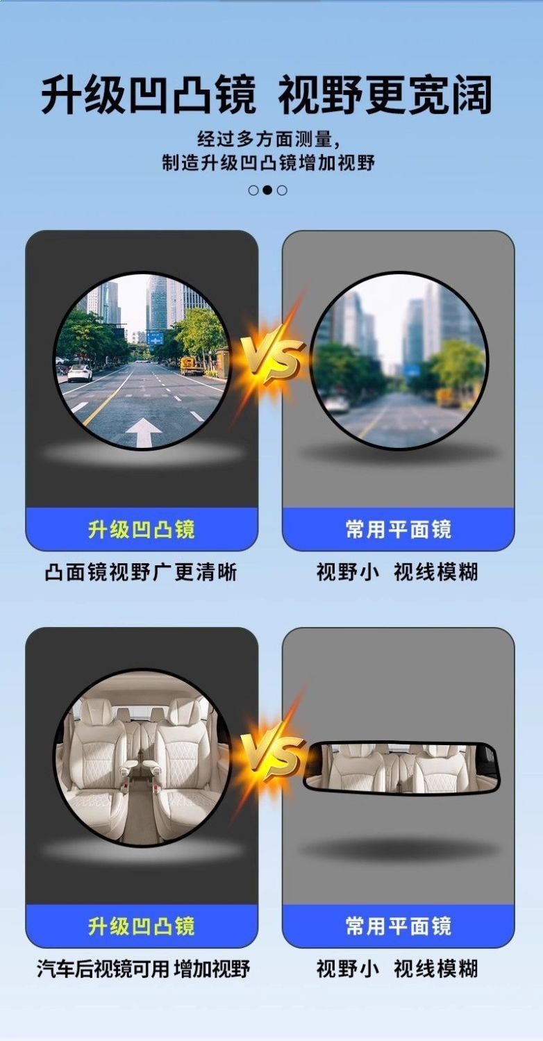 360 ° Wide-Angle Rearview Mirror for Tricycles with No Blind Spots, Suction Cup Type Convex Reversing Mirror, Large Field of View Reflective Mirror, Universal