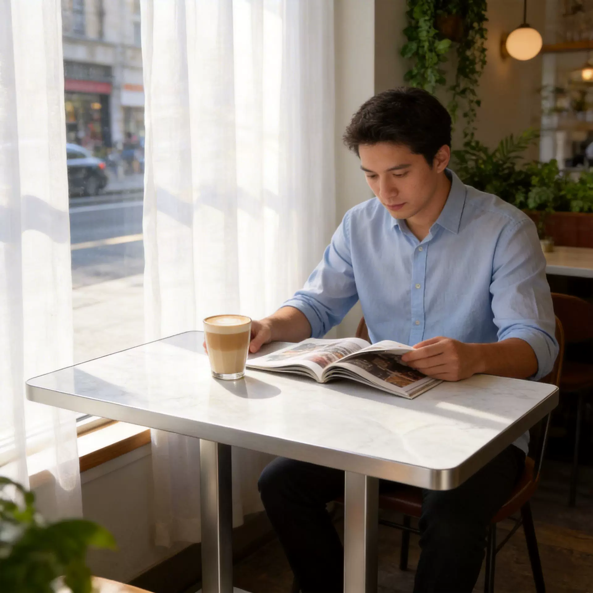 岩板餐桌商用轻奢酒店餐厅桌椅组合食堂咖啡厅奶茶小吃快餐店桌子
