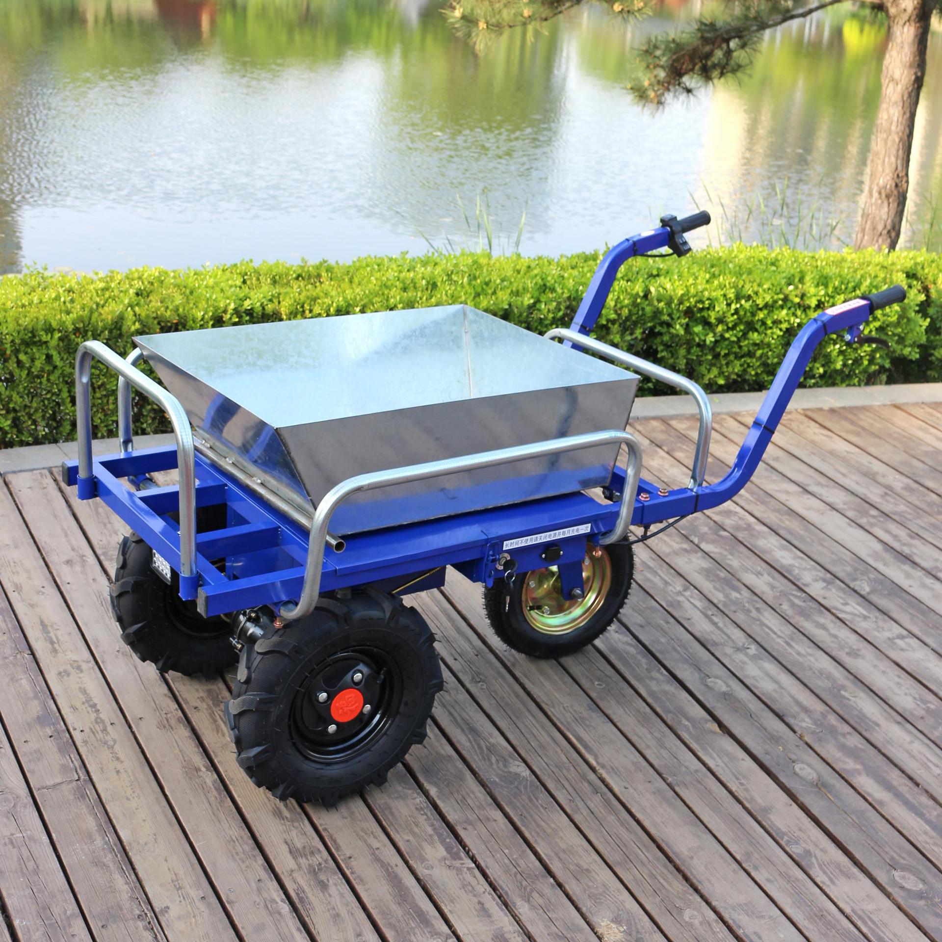 Carro de mano de tres ruedas agrícola de autobús eléctrico de pollo doméstico de transporte de doble cuatro ruedas de cría de huerto de escalada de montaña de transporte de carro