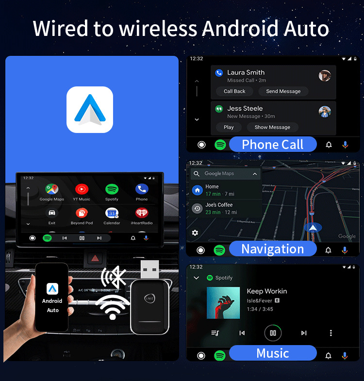 USB Wireless Carplay Smart Car Box Is Suitable for iPhone and Android Auto Boxes