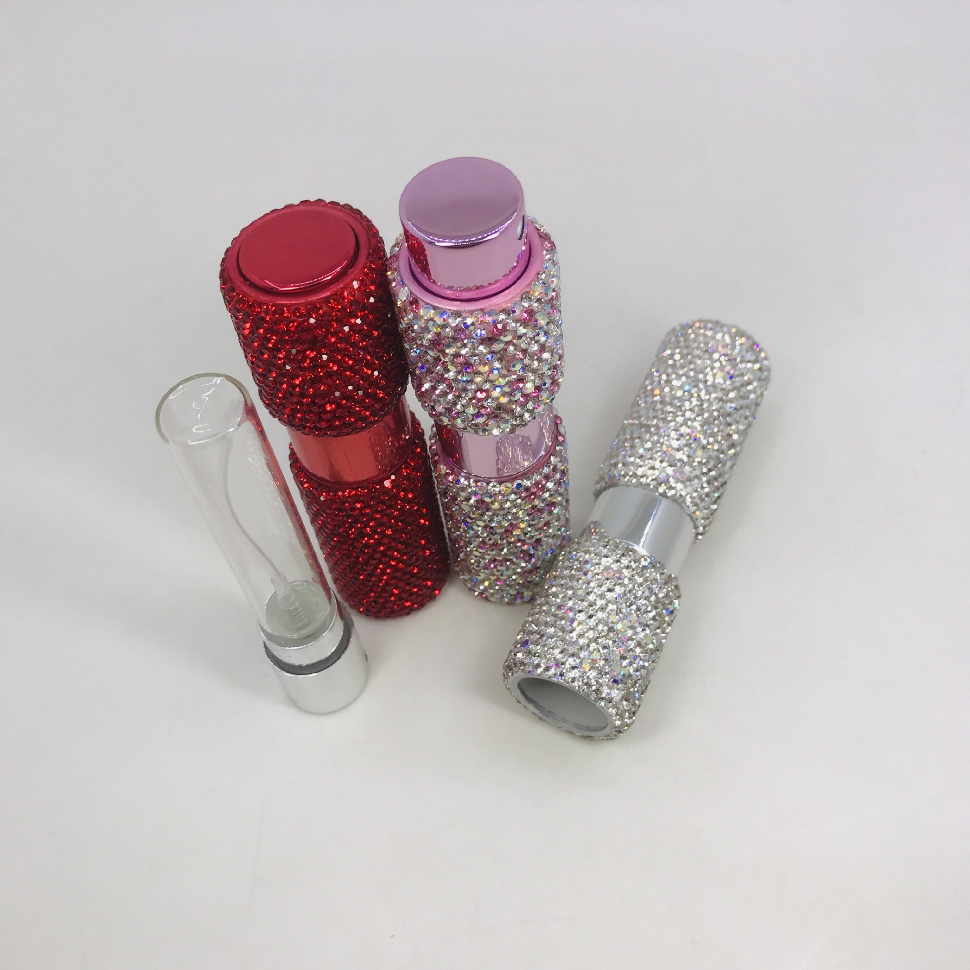 镶钻香水分装瓶旋转伸缩式便携8ml喷雾小样喷剂玻璃空瓶子直销