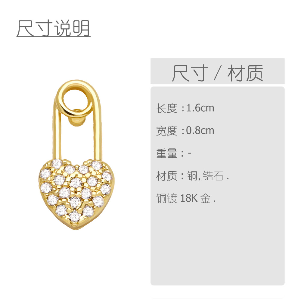 simple zircon heart copper gold-plated earrings