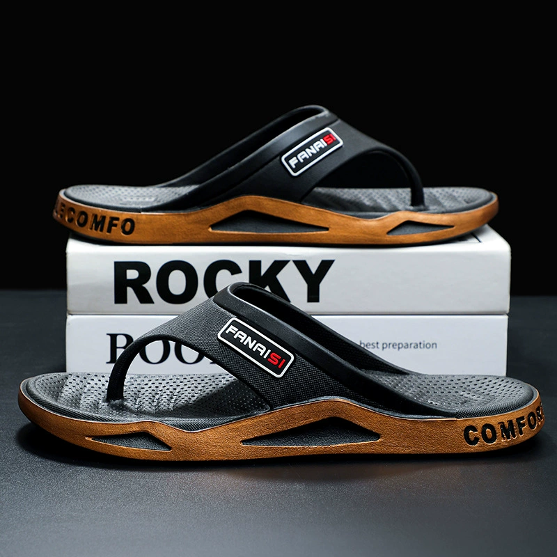 Мужские шлепанцы, летние пляжные сандалии, пляжные шлепанцы для пар, гонконгский стиль, повседневная резиновая обувь, модные оптом