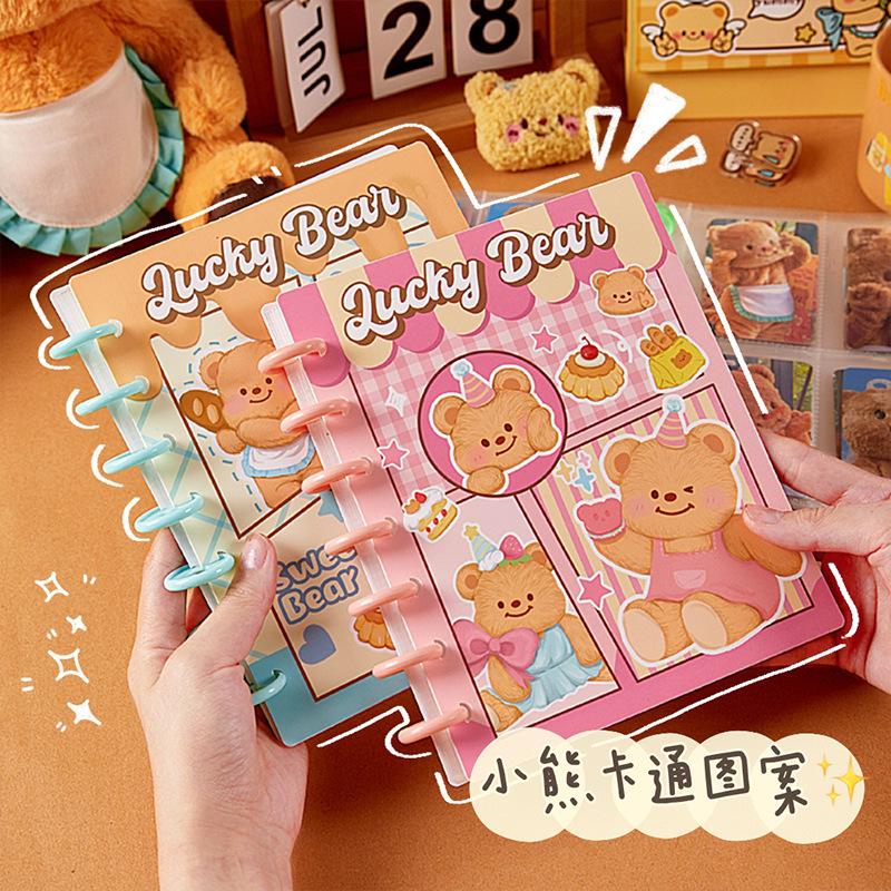 Nuevo libro de tarjetas de botón de hongos de cuatro cuartos de oso de gran capacidad de gran valor de la cara de la tarjeta de almacenamiento de la pequeña tarjeta de frijoles