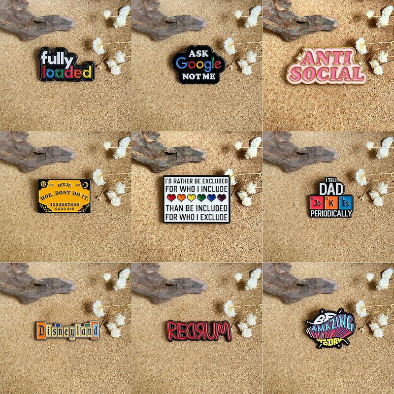 Cross-Border European and American Inspirational Colorful English Phrases and Quotes Style Set Series Metal Brooches for Bag and Backpack Decoration Cross-Border European and American Inspirational Colorful English Phrases and Quotes Style Set Series Metal Brooches for Bag and Backpack Decoration
