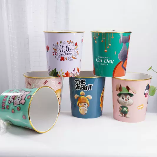 简约居家垃圾桶无盖压圈贴花垃圾篓卫生间客厅厨房垃圾收桶