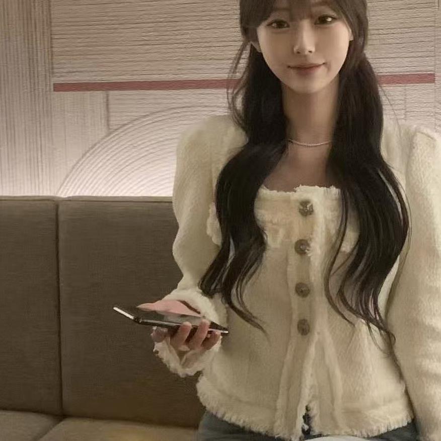 French Elegant Elegant Tweed Short Jacket with Slim Waist, Gentle and Sweet Top for Women 91057