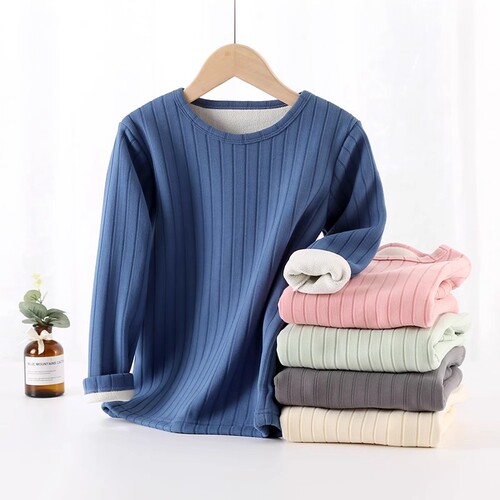 Children's winter warm and thick base shirt, girls' autumn and winter two-in-one fuzzy warm top, close-fitting innerwear for winter clothing