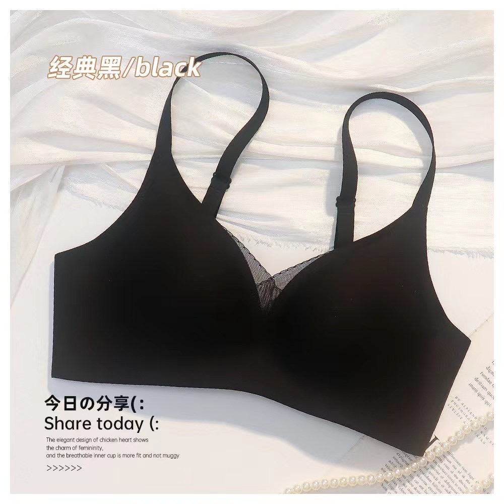 0021 simple brillante sin costura de una sola pieza taza de jalea delgada ropa interior de las mujeres soporte superior cómodo sujetador inalámbrico
