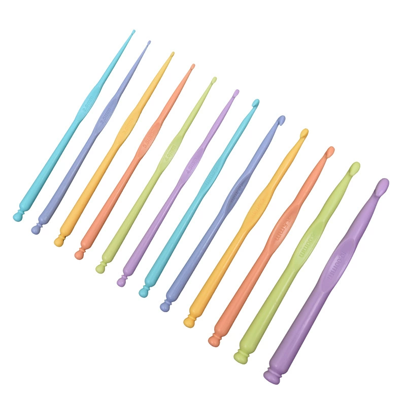 [✅毛线针织塑料钩针 塑料彩铝勾针 DIY编织勾针工具 一套12支]
