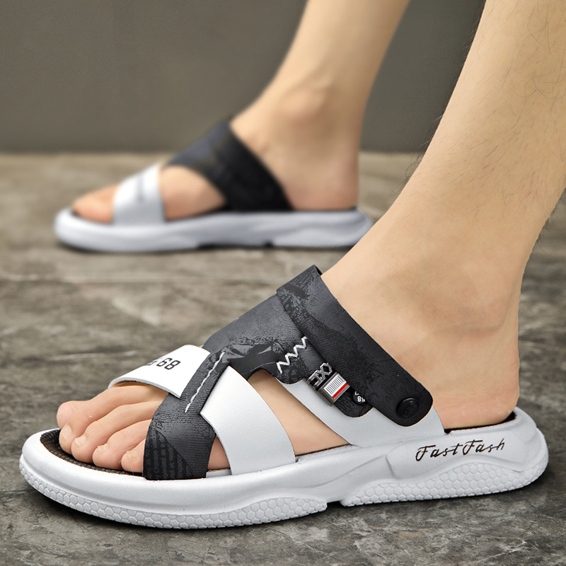 Sandalias gruesas para hombre, pantuflas al aire libre, estilo caliente, zapatos de playa para exteriores, conducción de doble uso, suela gruesa, suela blanda, antideslizante, verano