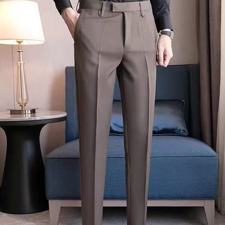British Yapi Men's Suit Pants, Coffee Color, High end Feeling, Pi Shuai, Formal Business Suit Pants, Autumn Feet Drop Feeling Pants_voghion.com