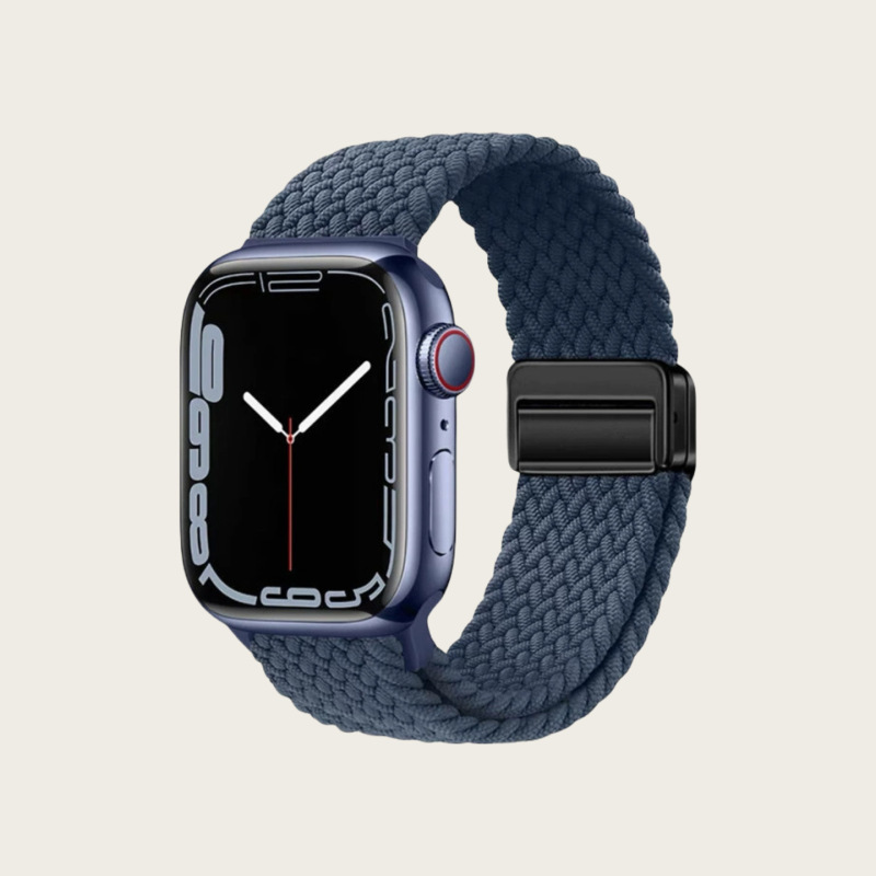 适用AppleWatch时尚四点磁吸扣尼龙编织回环苹果表带实用显质感|undefined