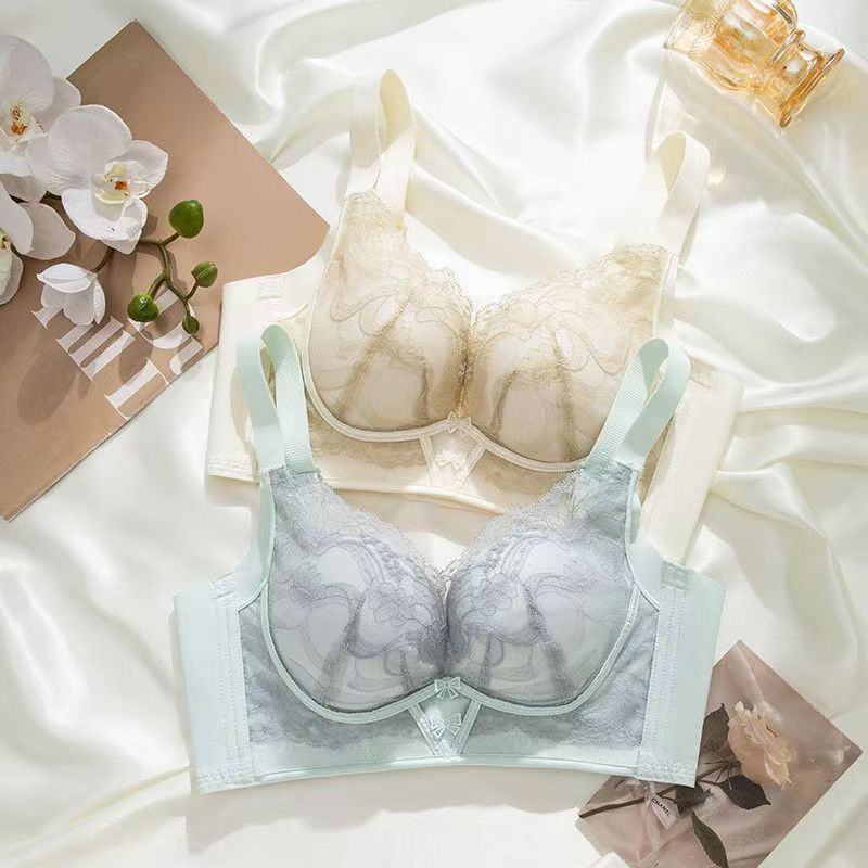 Breathable Push-Up Bra for Small Breasts, Breast-Retracting Bra Without Rims, Modal Top-Up Bra for Women, Large Adjustable Lace Bra