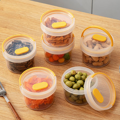Portable Snack Storage Box Plastic Transparent Divided Jar Nuts & Dried Fruits Storage Jar Round Sealed Preservation Box