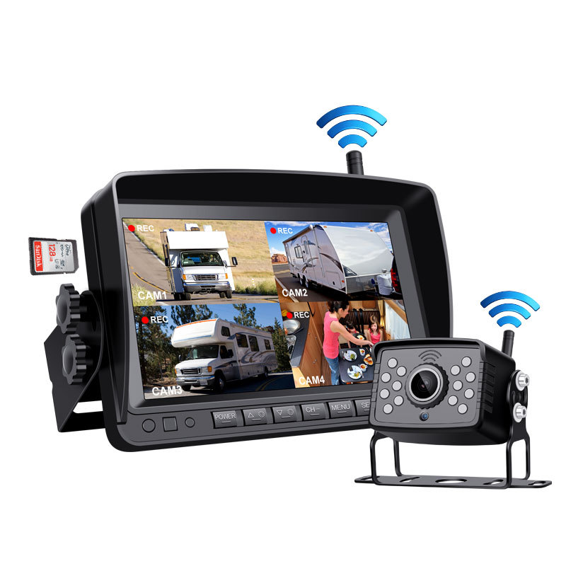 AHD无线倒车后视摄像头显示器货车数字信号录像DVR一体机倒车影像