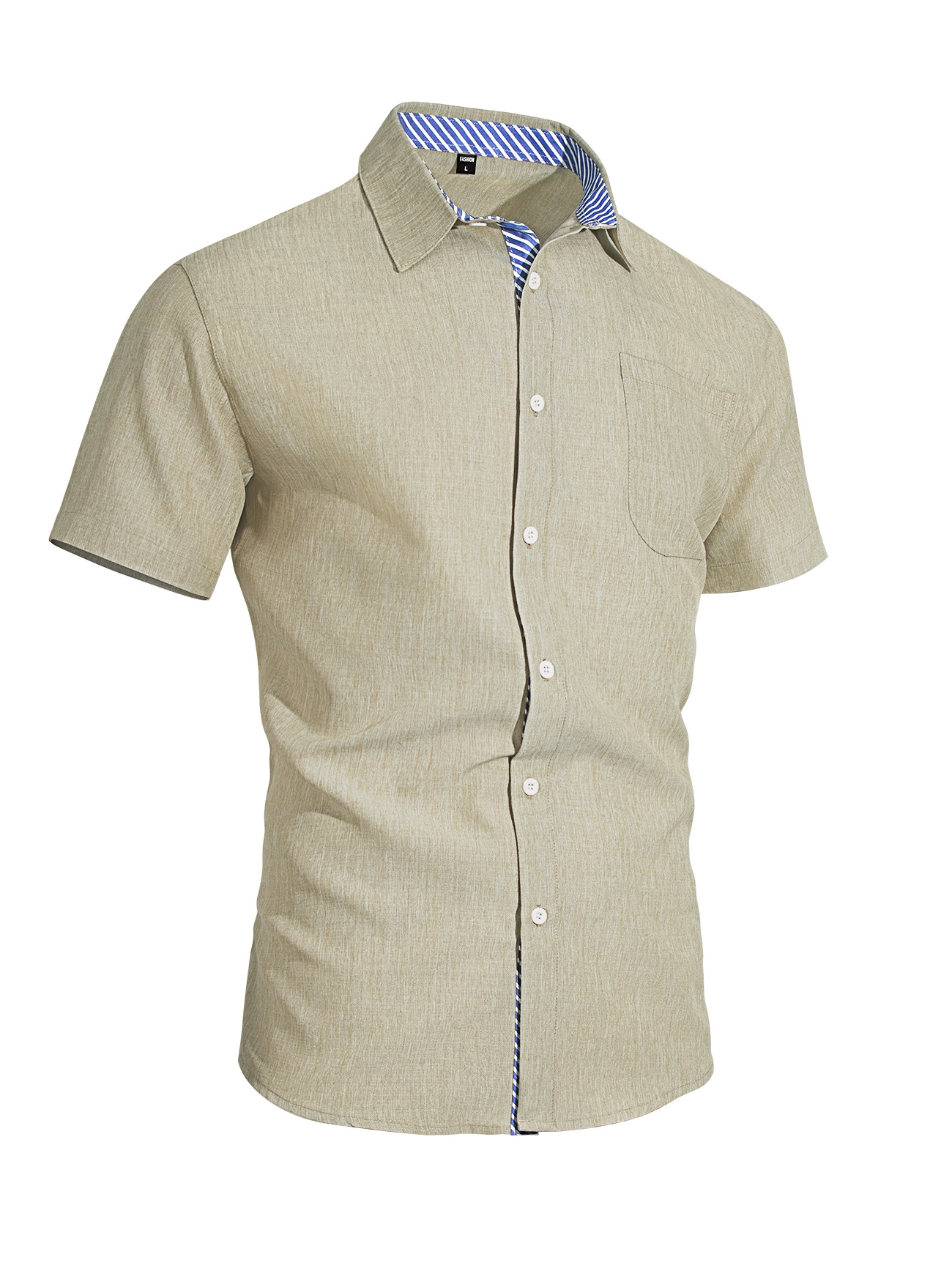 Transfronterizo Amazon verano nuevo hombre botón de solapa bolsillo camisa de manga corta camisa casual americana