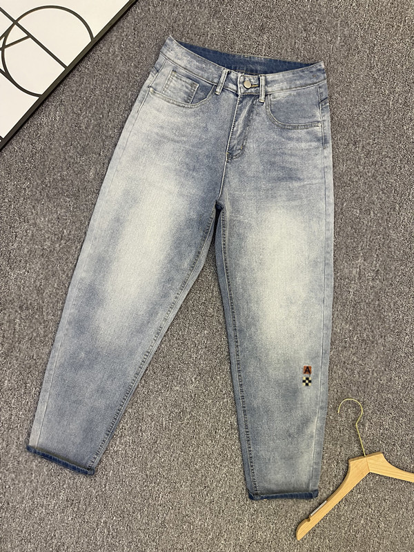 Spring And Autumn New Elastic Trendy Brand Straight Jeans Men's Slim Fit Versatile Casual Ankle-Length Pants_mkmklike.com