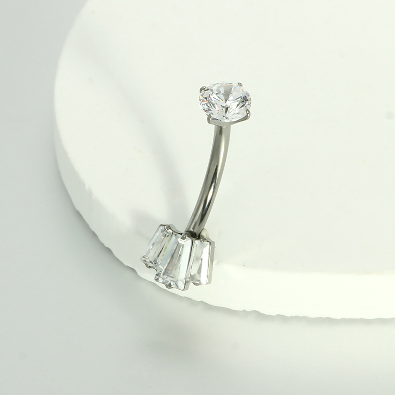 G23 Titanium Navel Ring Double-Headed Claw Inlaid Zircon Belly Button Ring F136 Piercing Jewelry detail image 8
