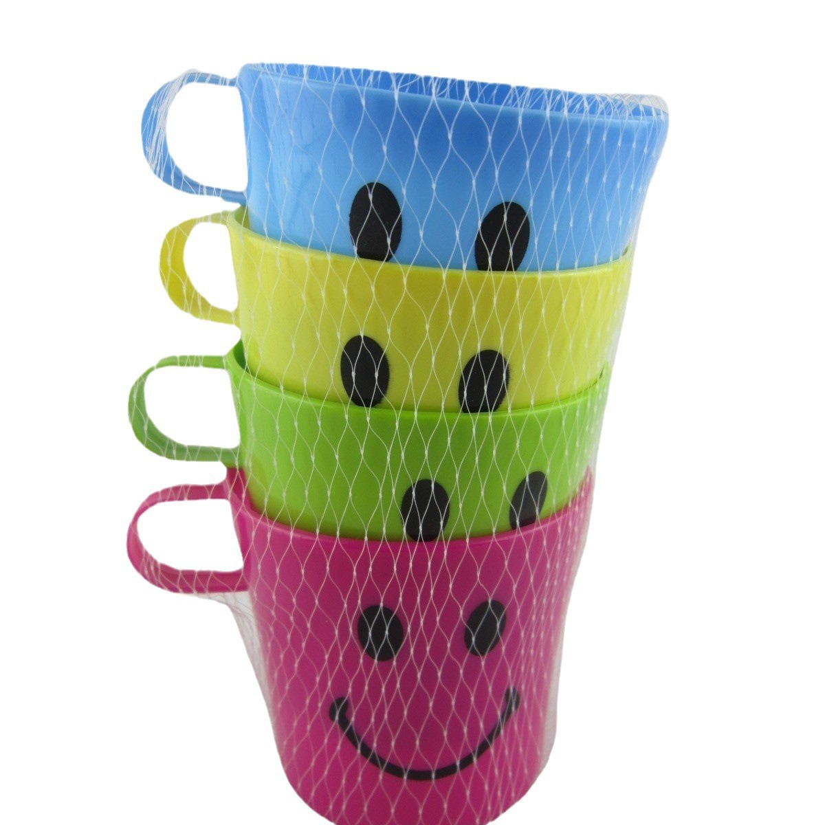 8 piezas de cara sonriente Copa PP taza de boca de plástico con mango taza de cepillo de dientes para niños Copa Europea taza de boca mini niños