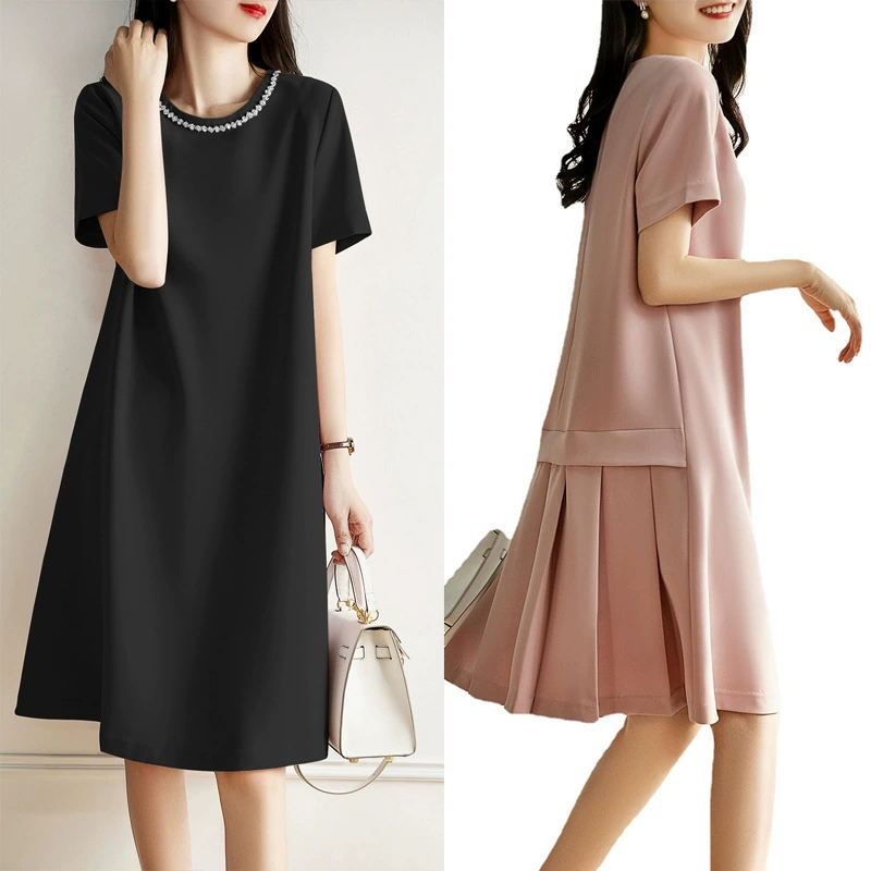 [Пятно] большой размер толстый мм летнее платье ретро дизайн платье тонкая талия темпераментная юбка 21503