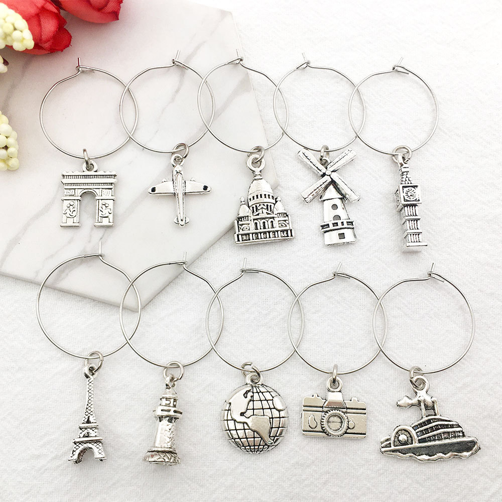 Pendientes de nueve palabras pendientes de clip de oreja simple pendientes traje de vino tinto hecho a mano creativo DIY pendientes redondos paquete de material