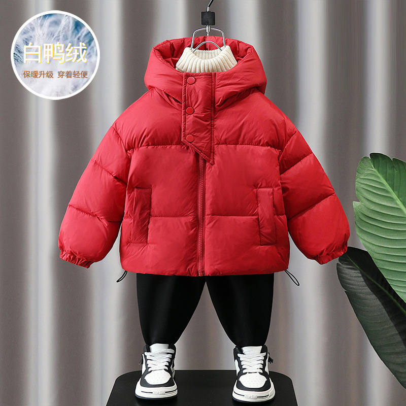 6614 Chaqueta de plumón de invierno para niños Traje de año nuevo para niños 90 terciopelo de pato blanco Traje de año nuevo Chaqueta de algodón festiva de invierno para bebés