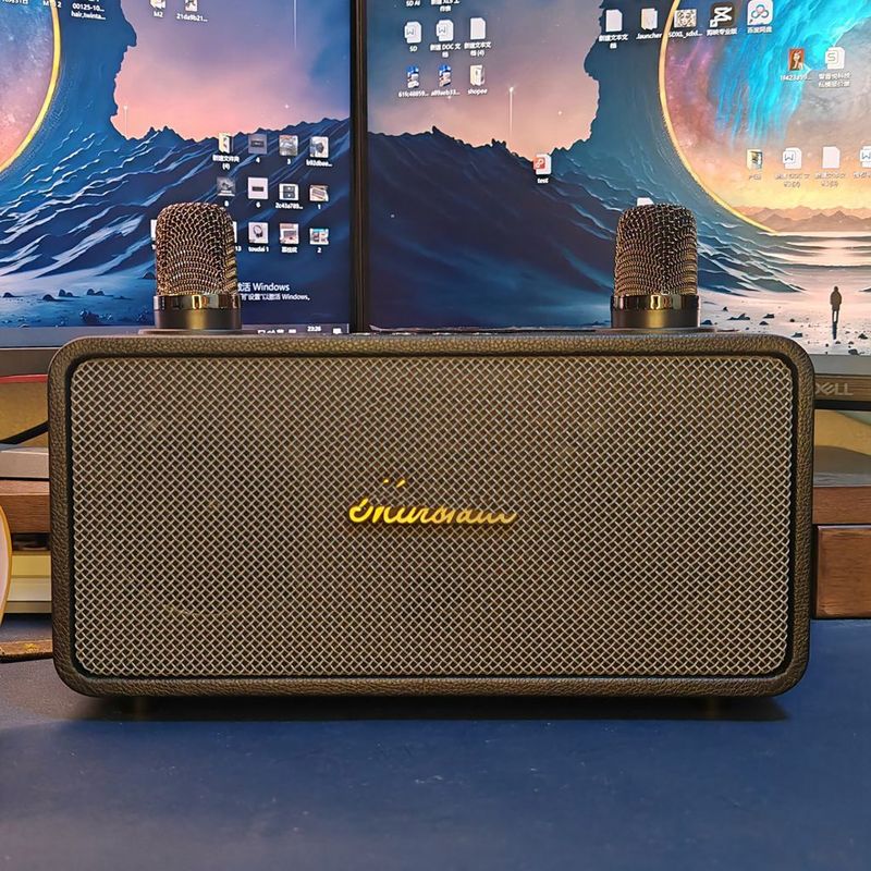 クロスボーダー新大馬M28家庭用ダブルマイクレトロ木製皮革30wステレオbluetooth屋外スピーカー|undefined