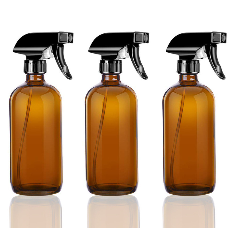 Botella de Boston de vidrio marrón botella de aerosol 8oz botella de cosméticos botella de embalaje suministro de stock botella de vidrio de emulsión de aceite esencial