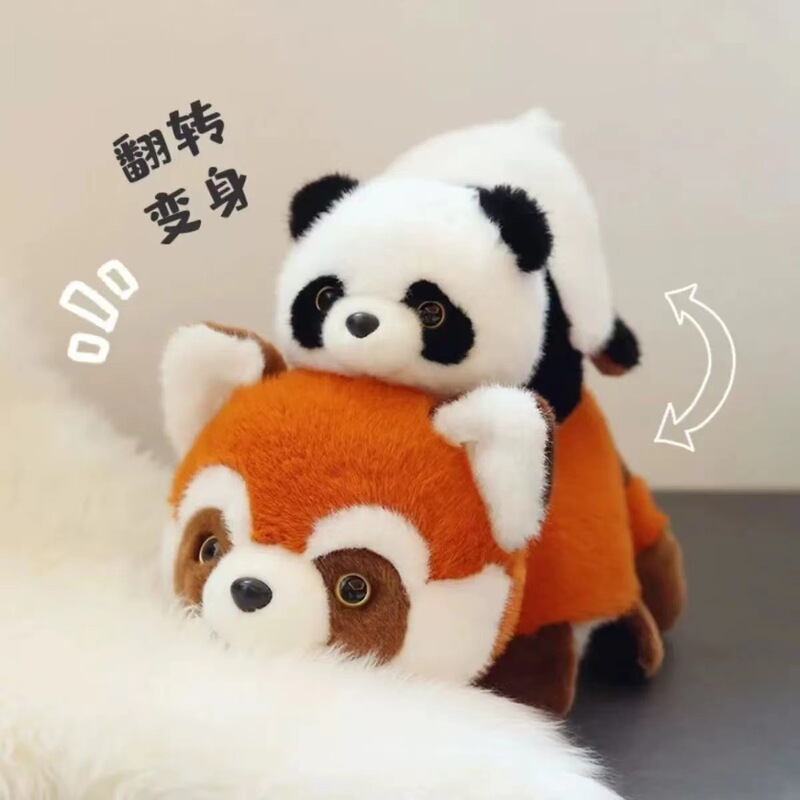 New Flip Panda Raccoon Plush Doll Simulation Panda Doll Sleeping Pillow Raccoon Plush Toy