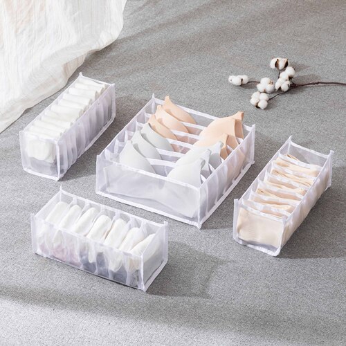 4-piece mesh storage box underwear storage box socks bra panties drawer-type divided wardrobe organization grid