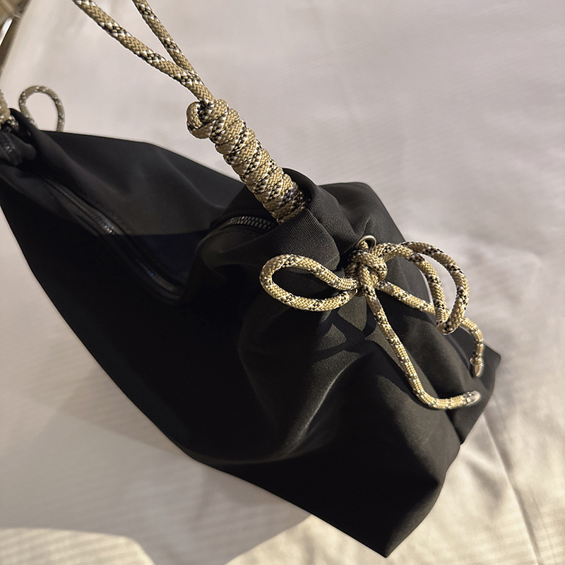 Leisure trendy knot tote for women's commuting large capacity single shoulder bag, college student class dumpling bag_voghion.com