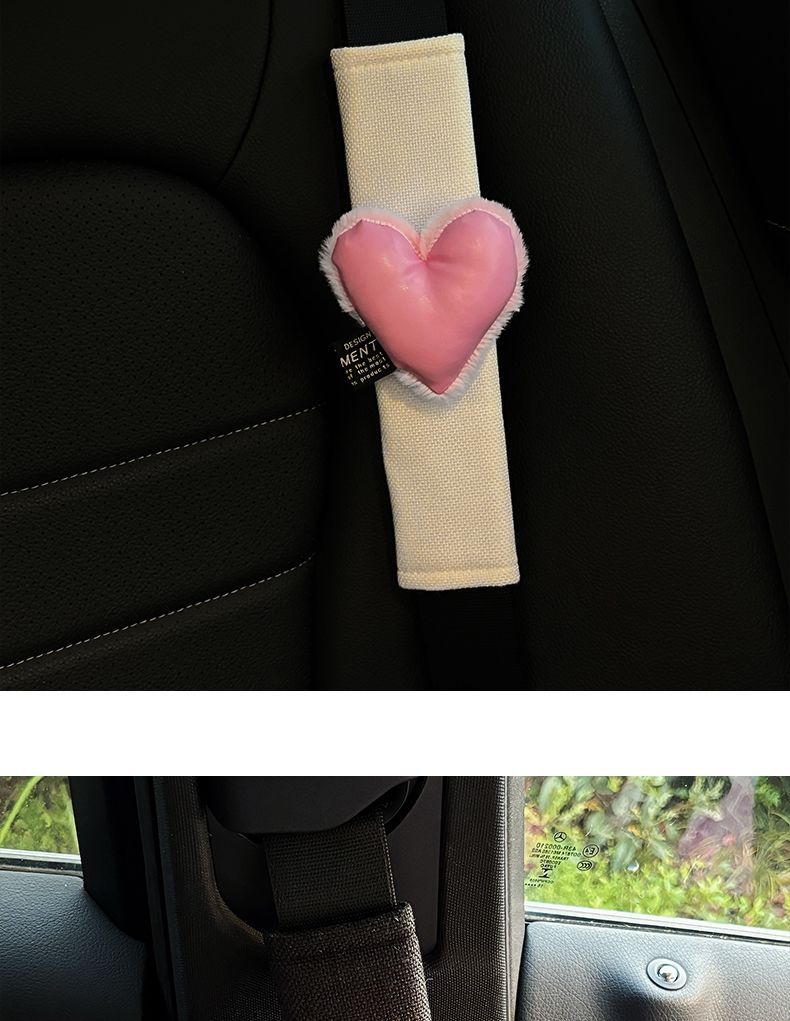 Car Seat Belt Shoulder Cover, Car High-End Sense, Universal Anti-Wear Clothing for All Seasons, Summer Heart Safety Belt Decoration